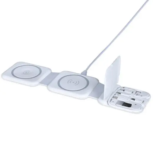 Bolero @memorii 2-in-1 Wireless Charger with Multi Cable Set White Flat